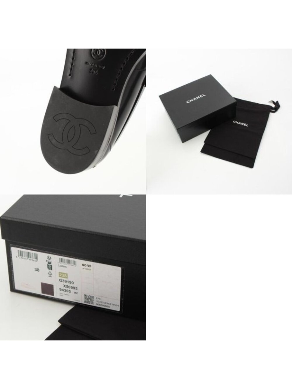 Chanel Back Logo Loafers Shoes Black 38 - Picture 10 of 10